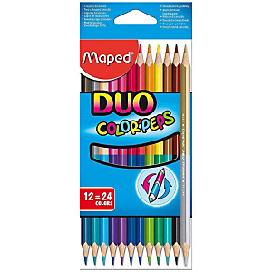 Maped Color'Peps Duo Lápices de colores, cuerpo triangular, colores de minas variados Maped Color'Peps Duo Lápices de colores, cuerpo triangular, colores de minas variados