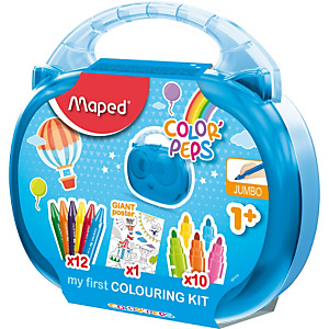 Maped Color'Peps My First Colouring Kit, Valigetta con 12 pastelli a cera Jumbo + 10 pennarelli Jumbo + Poster gigante, Colori assortiti Maped Color'Peps My First Colouring Kit, Valigetta con 12 pastelli a cera Jumbo + 10 pennarelli Jumbo + Poster gigante, Colori assortiti