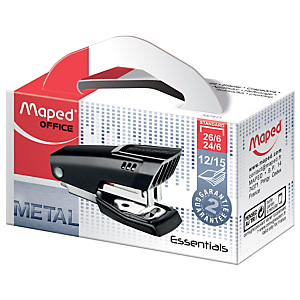 Maped Mini Grapadora manual metálica, capacidad para 15 hojas, compatible con grapas 26/6, Negro Maped Mini Grapadora manual metálica, capacidad para 15 hojas, compatible con grapas 26/6, Negro
