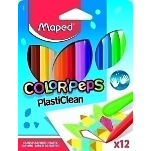 MAPED Plasticlean Color Peps Ceras, Estuche de 12, colores surtidos