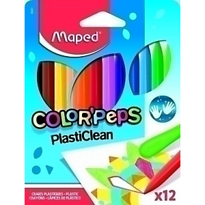 MAPED Plasticlean Color Peps Ceras, Estuche de 12, colores surtidos MAPED Plasticlean Color Peps Ceras, Estuche de 12, colores surtidos