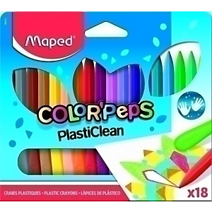 MAPED Plasticlean Color Peps Ceras, Estuche de 18, colores surtidos MAPED Plasticlean Color Peps Ceras, Estuche de 18, colores surtidos