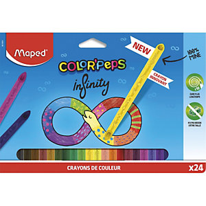 MAPED Pochette de 24 crayons de couleur INFINITY - Inovant - Triangulaire - Set de 24 couleurs assorties