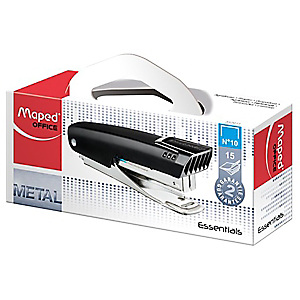 Maped Pocket Grapadora manual metálica, capacidad para 15 hojas, compatible con grapas nº10, Negro