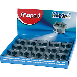 Maped Sacapuntas de metal de 2 usos, expositor de 20 unidades, gris Maped Sacapuntas de metal de 2 usos, expositor de 20 unidades, gris