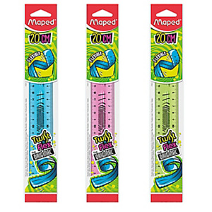Maped Twist'n Flex Regla blanda flexible con doble graduación, 20 cm Maped Twist'n Flex Regla blanda flexible con doble graduación, 20 cm