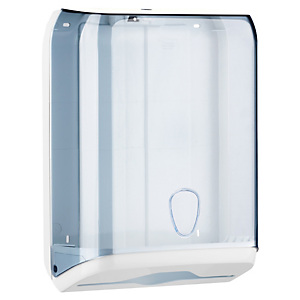 MAR PLAST Dispenser asciugamani piegati - 28x13,7x37,5 cm - plastica - bianco/azzurro trasparente