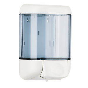 MAR PLAST Dispenser da muro per sapone liquido - 12,8x11,2x20,5 cm - capacità 1 L - bianco/azzurro trasparente MAR PLAST Dispenser da muro per sapone liquido - 12,8x11,2x20,5 cm - capacità 1 L - bianco/azzurro trasparente