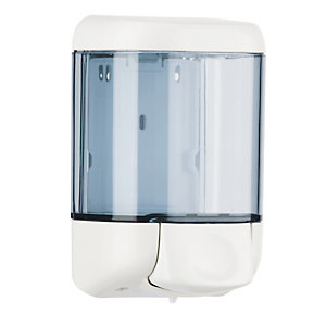 MAR PLAST Dispenser da muro per sapone liquido - 12,8x11,2x20,5 cm - capacitA' 1 L -  bianco/azzurro trasparente