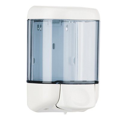 MAR PLAST Dispenser da muro per sapone liquido - 12,8x11,2x20,5 cm - capacitA' 1 L -  bianco/azzurro trasparente - 1