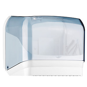 MAR PLAST Dispenser per asciugamani in rotolo/fogli - 30x19,5x25,1 cm - plastica - bianco/azzurro trasparente