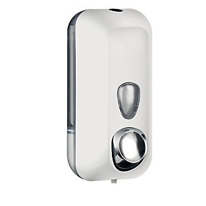 MAR PLAST Dispenser Soft Touch per sapone liquido - 10,2x9x21,6 cm - capacitA' 0,55 L - bianco