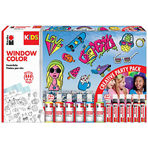 MARABU KiDS Kit Window Color 'Party Pack', 6 x 80 ml