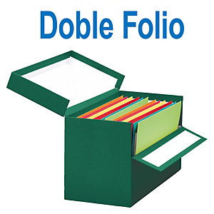 MARIOLA Caja Transferencia Cartón Doble Folio, Forrada en papel tela, Tapa fija, Verde, 255 x 200 x 393 mm