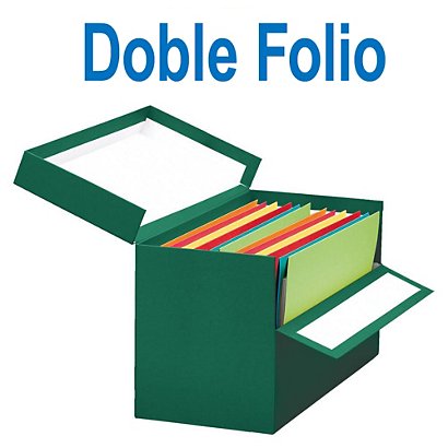 MARIOLA Caja Transferencia Cartón Doble Folio, Forrada en papel tela, Tapa fija, Verde, 255 x 200 x 393 mm - 1
