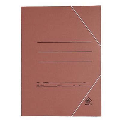 MARIOLA Carpeta de gomas con bolsa Nº 5, Folio, 3 solapas, lomo 10 mm, cartón prensado, marrón cuero