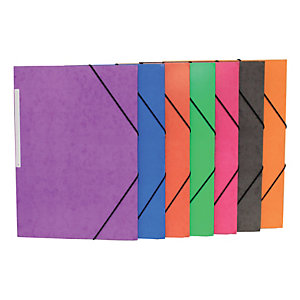 MARIOLA Carpeta de gomas, Folio, 3 solapas, lomo 15 mm, 150 hojas, cartón con brillo, colores surtidos