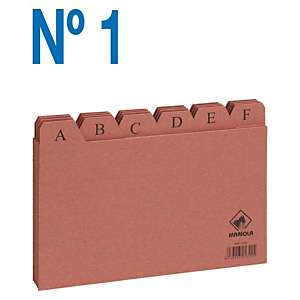 MARIOLA Separadores Fichas Nº 1 Cartulina, Posiciones A-Z, Marrón, 65 x 95 mm MARIOLA Separadores Fichas Nº 1 Cartulina, Posiciones A-Z, Marrón, 65 x 95 mm
