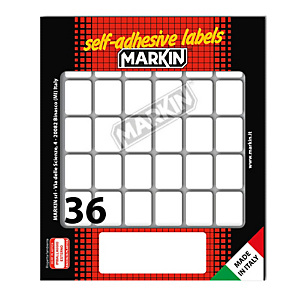MARKIN Etichette adesive - in carta - permanenti - 22 x 17 mm - 36 et/fg - 10 fogli - bianco MARKIN Etichette adesive - in carta - permanenti - 22 x 17 mm - 36 et/fg - 10 fogli - bianco
