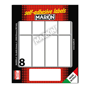 MARKIN Etichette adesive - in carta - permanenti - 70 x 27 mm - 8 et/fg - 10 fogli - bianco MARKIN Etichette adesive - in carta - permanenti - 70 x 27 mm - 8 et/fg - 10 fogli - bianco