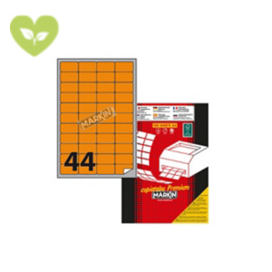 MARKIN Etichette adesive multiuso permanenti, 47,5 x 25 mm, 100 fogli, 44 etichette per foglio, Arancio fluo MARKIN Etichette adesive multiuso permanenti, 47,5 x 25 mm, 100 fogli, 44 etichette per foglio, Arancio fluo