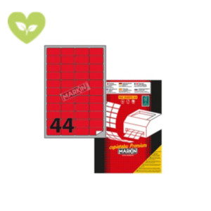 MARKIN Etichette adesive multiuso permanenti, 47,5 x 25 mm, 100 fogli, 44 etichette per foglio, Rosso fluo MARKIN Etichette adesive multiuso permanenti, 47,5 x 25 mm, 100 fogli, 44 etichette per foglio, Rosso fluo