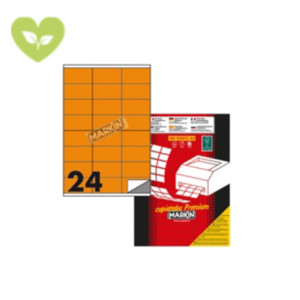 MARKIN Etichette adesive multiuso permanenti C517, 70 x 36 mm, 100 fogli, 24 etichette per foglio, Arancio fluo MARKIN Etichette adesive multiuso permanenti C517, 70 x 36 mm, 100 fogli, 24 etichette per foglio, Arancio fluo