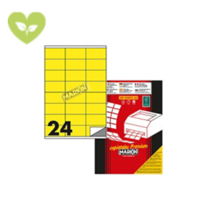 MARKIN Etichette adesive multiuso permanenti C517, 70 x 36 mm, 100 fogli, 24 etichette per foglio, Giallo fluo MARKIN Etichette adesive multiuso permanenti C517, 70 x 36 mm, 100 fogli, 24 etichette per foglio, Giallo fluo