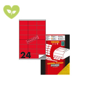 MARKIN Etichette adesive multiuso permanenti C517, 70 x 36 mm, 100 fogli, 24 etichette per foglio, Rosso fluo MARKIN Etichette adesive multiuso permanenti C517, 70 x 36 mm, 100 fogli, 24 etichette per foglio, Rosso fluo
