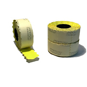 MARKIN Rotolo etichette Onda permanenti per prezzatrice Motex 2612NEW, 26 x 12 mm, Giallo fluo (confezione 16 rotoli da 1.500 etichette)