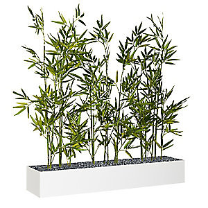Marque generique Jardinière artificielle basse - Composition florale en bambous - Blanc