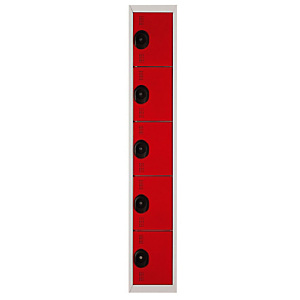 Marque generique Vestiaire Team Color - 5 casiers - 1 colonne - Corps Gris - Portes Rouge Marque generique Vestiaire Team Color - 5 casiers - 1 colonne - Corps Gris - Portes Rouge