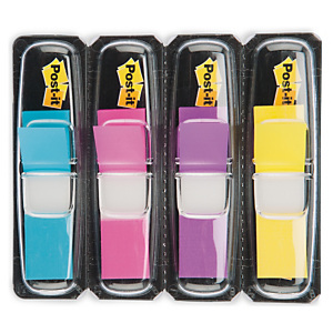 Marque-pages étroit Post-it 3M pack jaune / violet / rose / bleu