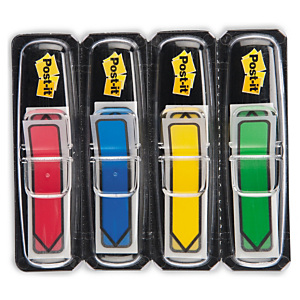 Marque-pages étroit Post-it®pack rouge / vert / bleu / jaune