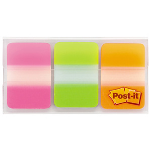 Marque-pages rigides Post-it 3M orange / vert / rose