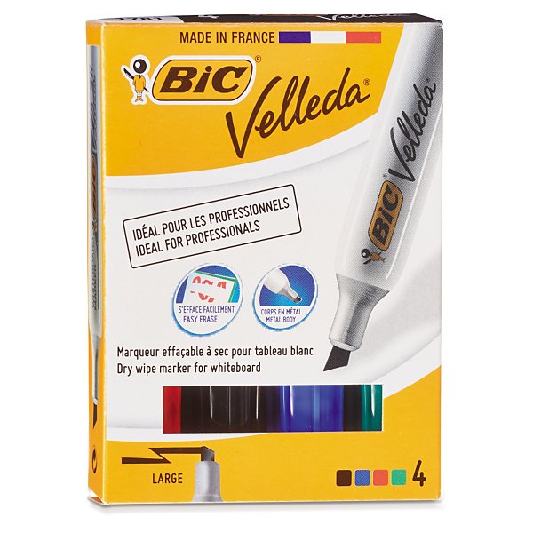Marqueurs pour tableaux blancs Bic Velleda avec encre cétone - 4