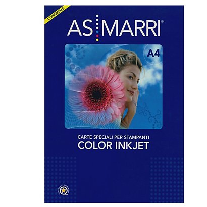 AS MARRI Carta Color Graphic - inkjet - A4 - 125 gr - 50 fogli - effetto opaco - bianco - 1