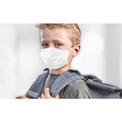Mascherine mediche monouso MM-007, per bambini 6-12 anni, Dispositivo medico classe II (Confezione da 5 buste da 10 mascherine)