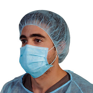 Masques bleus 3 plis de chirurgie type IIR, boite de 50
