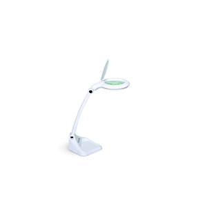 Maul Lampe loupe de bureau Iris - Led intégrée - Compacte - Bras et tête articulés - Blanc