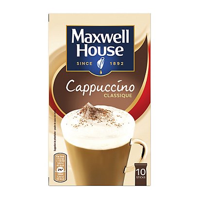 MAXWELL HOUSE Café soluble Maxwell House Cappuccino Classique, boîte de 10 sticks