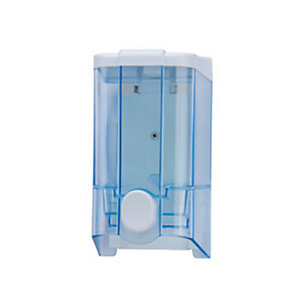 MEDIAL Distributore di sapone liquido Wave 2, Capacità 1 litro, ABS/SAN, 10,5 x 11 x 19,5 cm, Bianco/Blu trasparente