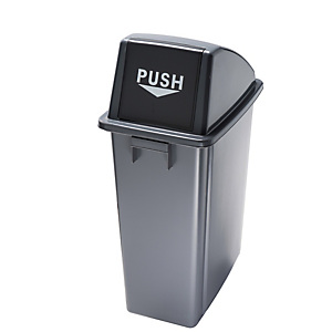 MEDIALINTERNATIONAL Contenitore Office - con coperchio push - per rifiuto secco - 33x46x79 cm - 60 L - grigio/nero - Medial International MEDIALINTERNATIONAL Contenitore Office - con coperchio push - per rifiuto secco - 33x46x79 cm - 60 L - grigio/nero - Medial International