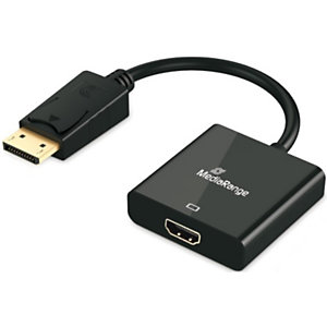 MediaRange Adaptador DisplayPort™ Toma HDMI/conector DP, velocidad de transferencia de datos de 18 Gbit/s, 20 cm, negro