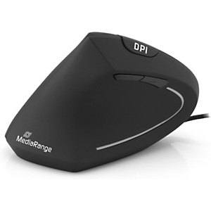 MediaRange MROS231 Ratón ergonómico con cable de 6 botones con sensor óptico, para zurdos, negro MediaRange MROS231 Ratón ergonómico con cable de 6 botones con sensor óptico, para zurdos, negro