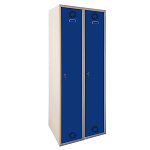 MEGABLOK Bloque de 2 taquillas metálicas de 1 puerta y 30 cm ancho, puerta azul. Montado MEGABLOK Bloque de 2 taquillas metálicas de 1 puerta y 30 cm ancho, puerta azul. Montado