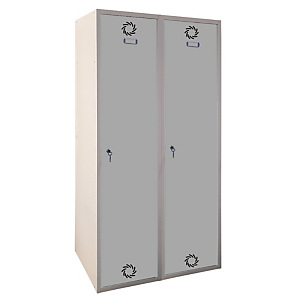 MEGABLOK Bloque de 2 taquillas metálicas de 1 puerta y 40 cm ancho, con divisoria ertical, puerta gris. Desmontado MEGABLOK Bloque de 2 taquillas metálicas de 1 puerta y 40 cm ancho, con divisoria ertical, puerta gris. Desmontado