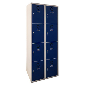 MEGABLOK Bloque de 2 taquillas metálicas de 4 puertas y 30 cm ancho, puerta azul. Desmontado MEGABLOK Bloque de 2 taquillas metálicas de 4 puertas y 30 cm ancho, puerta azul. Desmontado