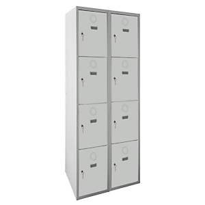 MEGABLOK Bloque de 2 taquillas metálicas de 4 puertas y 30 cm ancho, puerta gris. Desmontado MEGABLOK Bloque de 2 taquillas metálicas de 4 puertas y 30 cm ancho, puerta gris. Desmontado