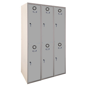 MEGABLOK Bloque de 3 taquillas metálicas de 2 puertas y 30 cm ancho, puerta gris. Desmontado MEGABLOK Bloque de 3 taquillas metálicas de 2 puertas y 30 cm ancho, puerta gris. Desmontado